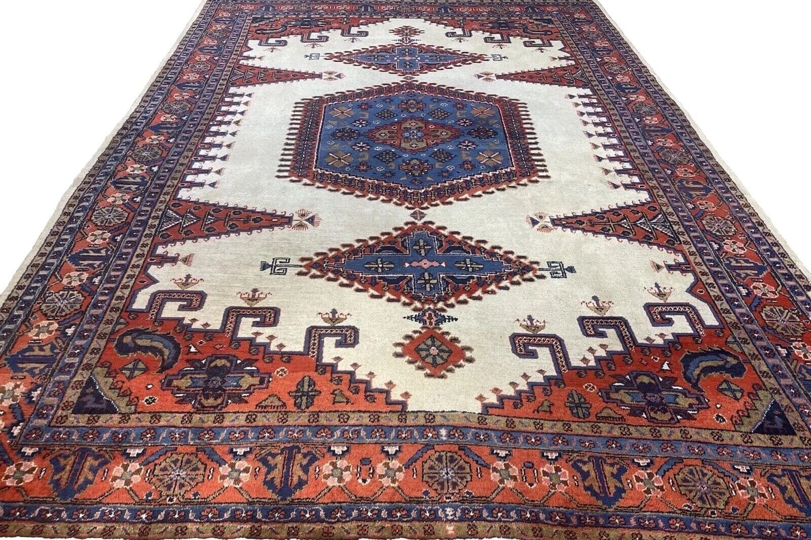 Perserteppich Sarough 390x270 cm – Top Qualität, florales Design mit Medallion, rosa Bordüre, handgeknüpft