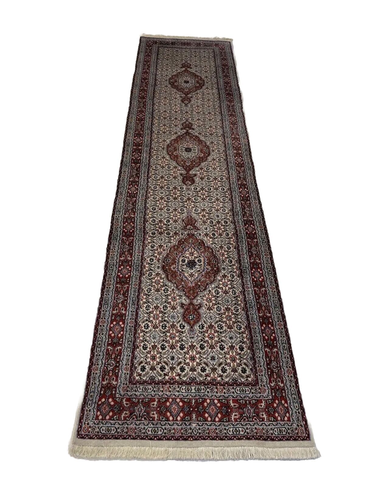 Klassischer Orientteppich Moud mit Seide – 303/73 – 8mm Florhöhe – Handgeknüpft – Durchgemustert – Top Qualität – Perserteppich Läufer