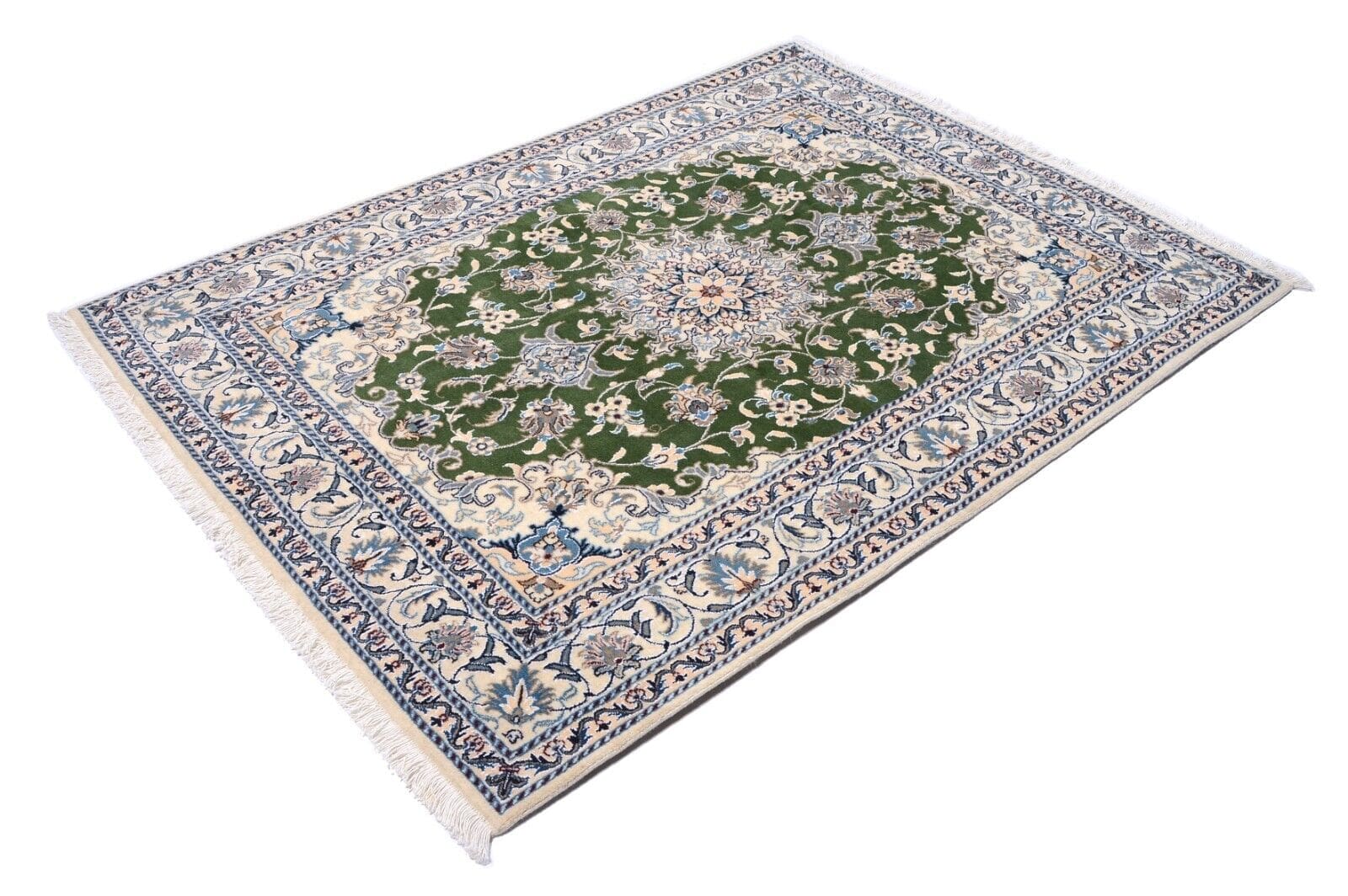 Handgeknüpfter Perserteppich 200 x 149 cm - 300.000 Knoten/m² - Floralmotiv mit Medaillon - Schurwolle - Neu