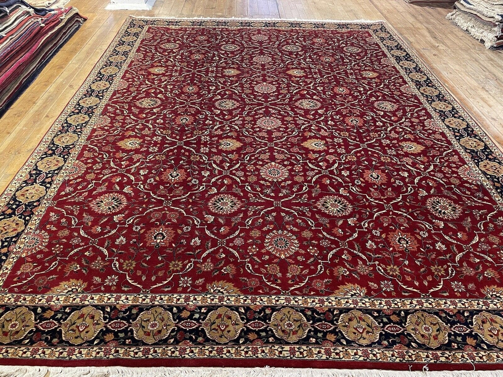Bijar Perserteppich 400x300 cm – Sehr Fein Geknüpft, 12mm Flor, Leuchtendes Rot, Ideal für Fußbodenheizung, Handgeknüpft, Perserteppich