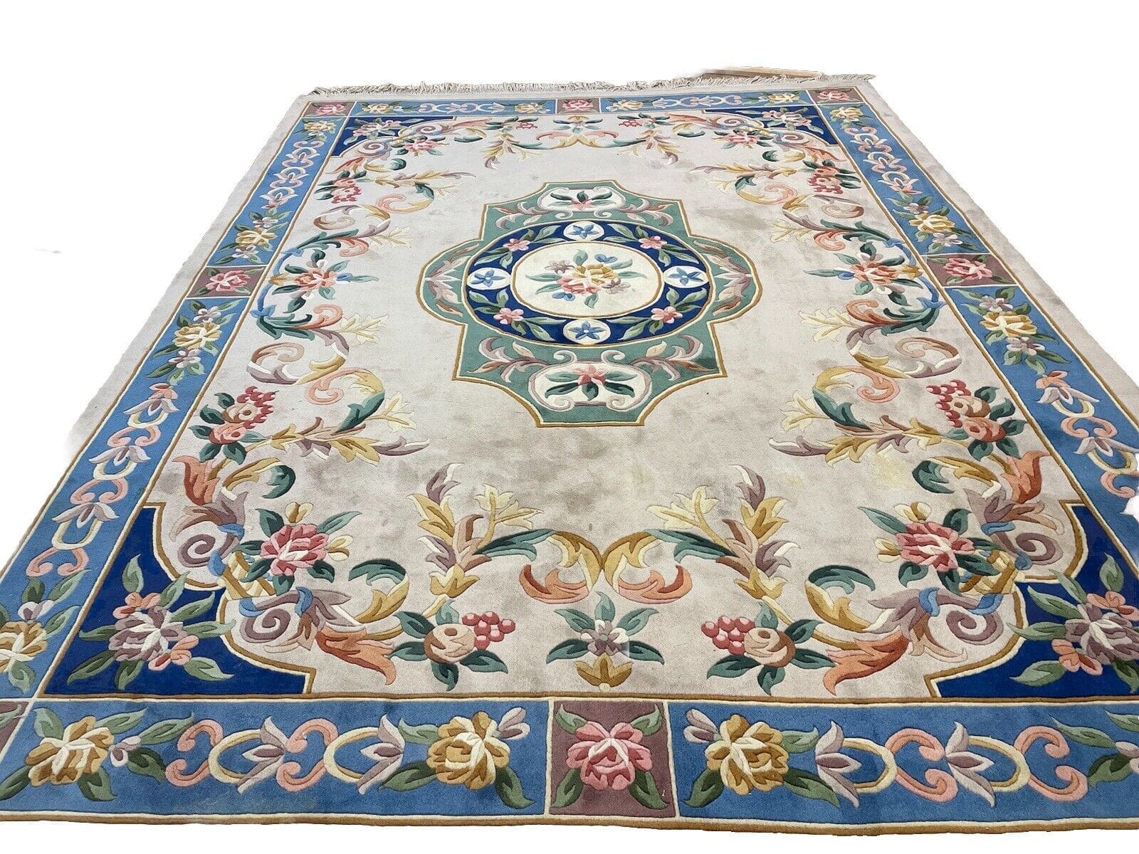 Eleganter Peking-China Teppich 370x270 cm - Reine Schurwolle, 20mm Florhöhe, Handwerkliche Kunstfertigkeit - handgeknüpft, Perserteppich