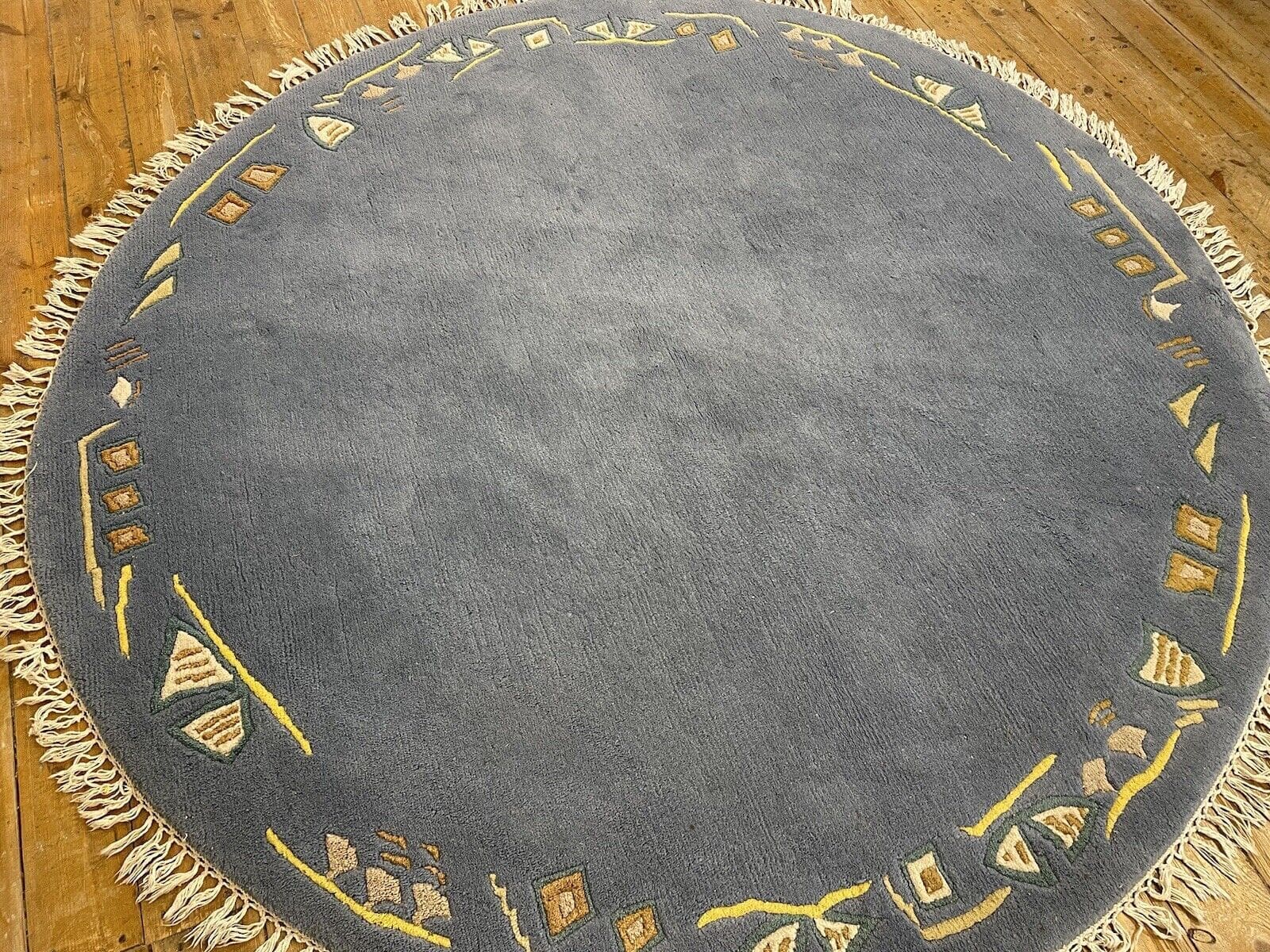 Exklusiver runder Nepalesischer Teppich 200 cm – 9 mm Florhöhe, 100% Baumwolle, perfekt für Fußbodenheizung – handgeknüpft, Perserteppich