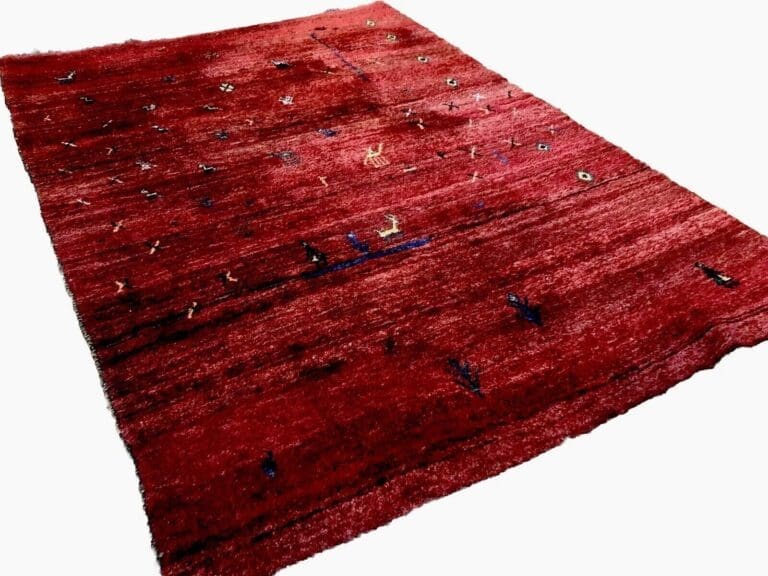 Klassischer Gabbeh Perserteppich 200 x 300 cm – Handgeknüpft, Hochflor, Langlebig, Warm Rot – handgeknüpft, Perserteppich