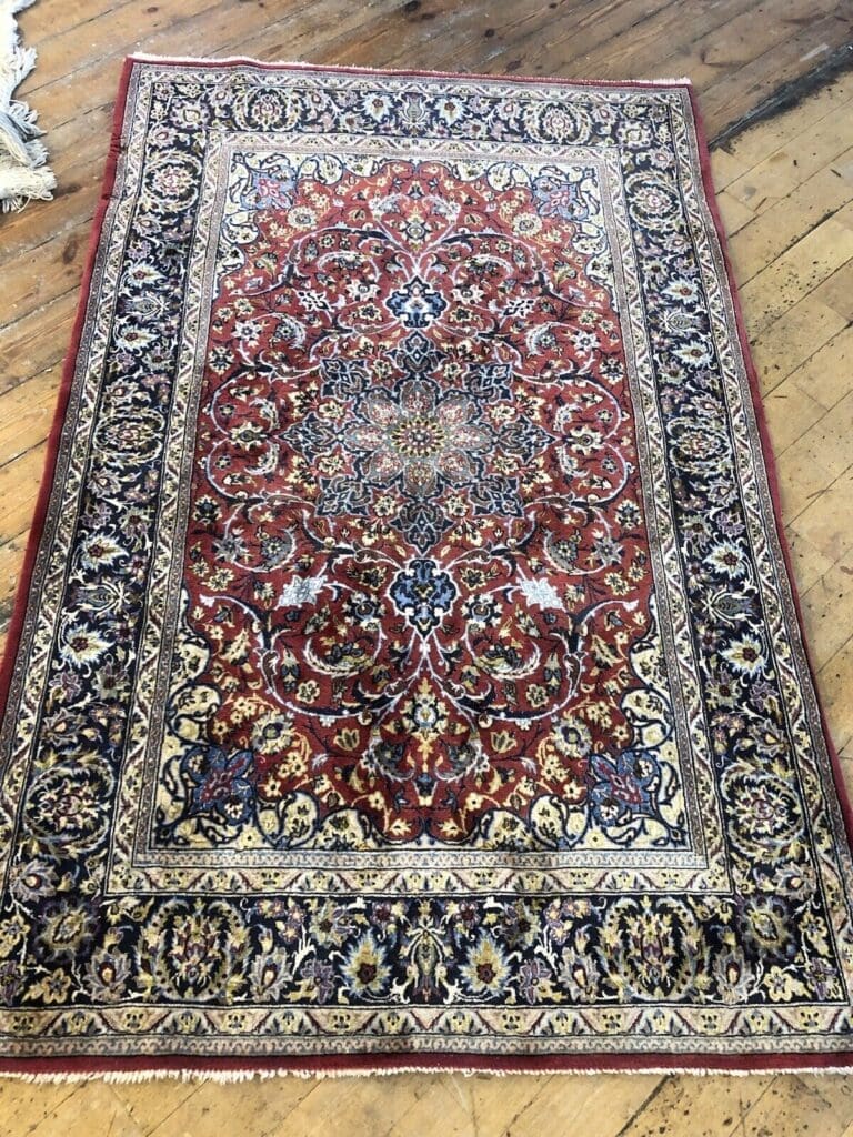 Original Perserteppich 150 x 90 cm, 700000 Knoten, Alt Rot, sehr feine Handarbeit, für Fußbodenheizung geeignet – handgeknüpft, Perserteppich