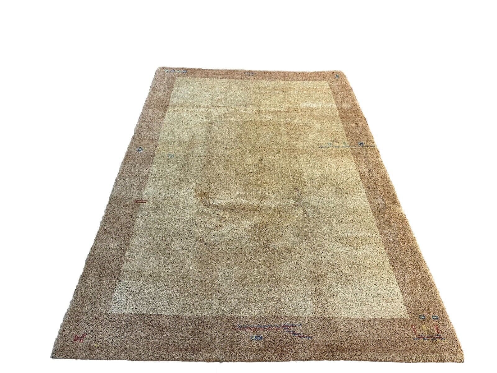 Klassischer Perserteppich Gabbeh 200x300 cm - Handgeknüpft, 100% Kaschmir, Beige/Gelb, Eignet sich für Fußbodenheizungen - Handgeknüpft, Perserteppich