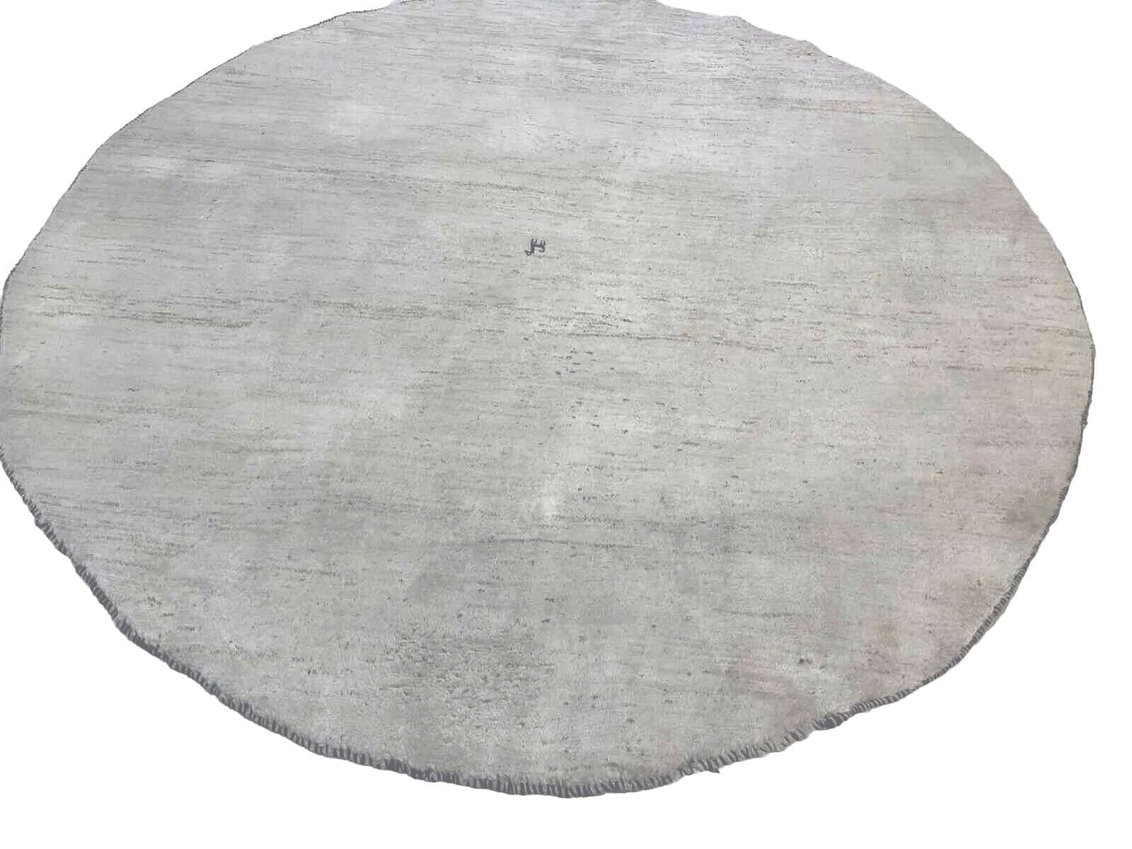 Runder Perserteppich 230 cm – Handgesponnen aus reiner Naturwolle, für Fußbodenheizungen geeignet, edles Natur-Weiß, handgeknüpft, Perserteppich
