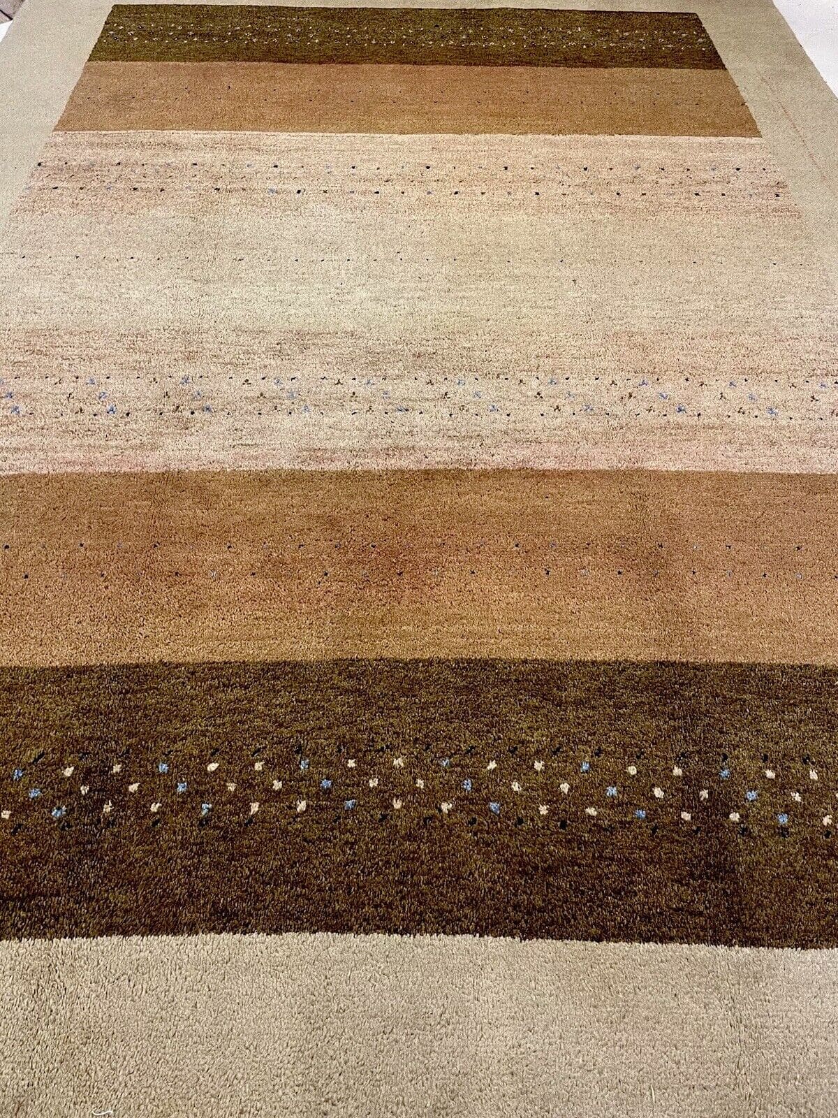 Perserteppich 250 x 350 cm - Handgesponnen, Florhöhe 16 mm, modernes Design in warmen Farben, geeignet für Fußbodenheizung, handgeknüpft