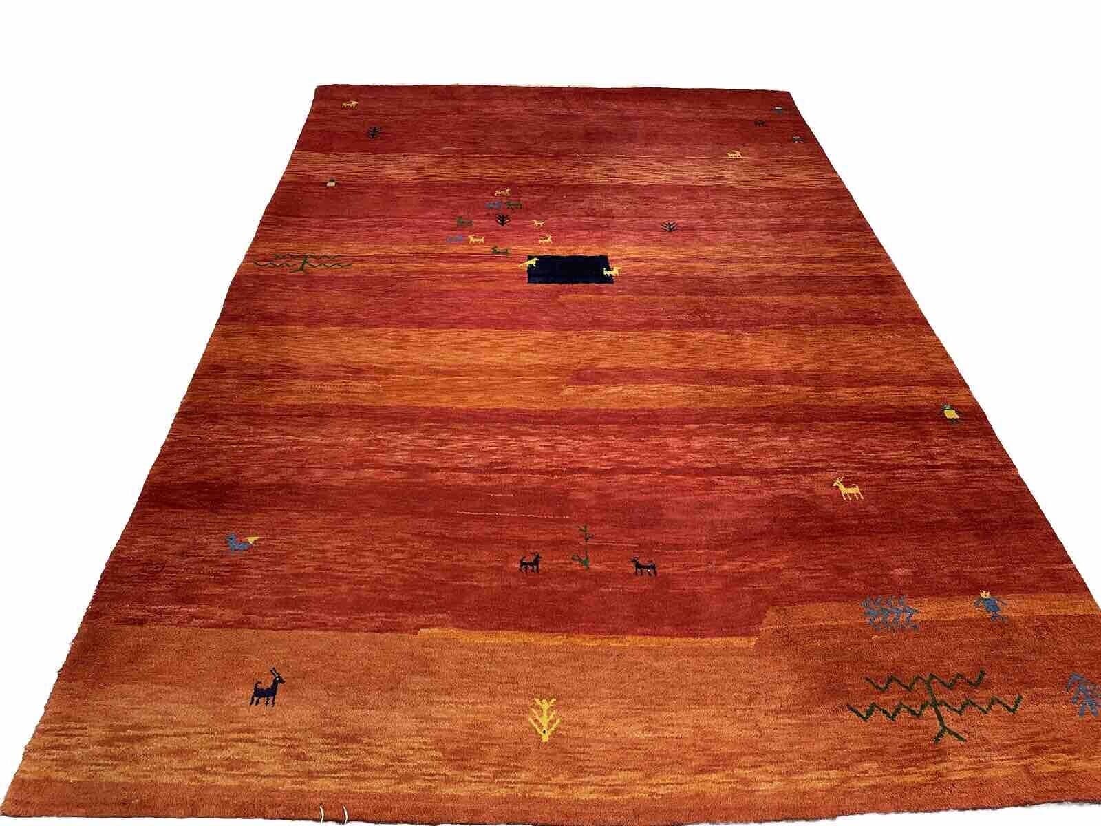 Gabbeh Traum Perserteppich 250x350cm, 24mm Florhöhe, warmes Rot-Orange, 100% Wolle, für Fußbodenheizung, handgeknüpft