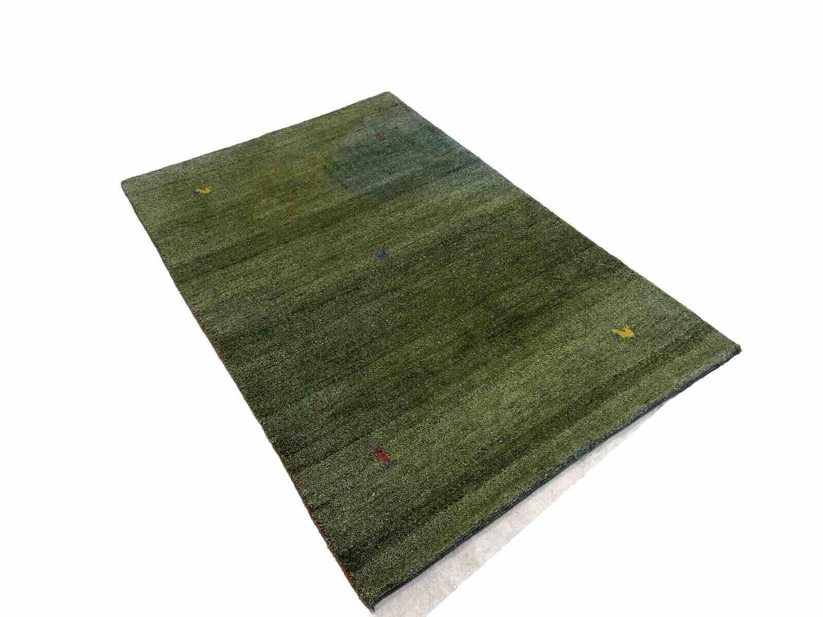 Perserteppich 180x120 cm – Handgesponnene Schurwolle, strapazierfähig, naturgrün, für Fußbodenheizung geeignet, handgeknüpft