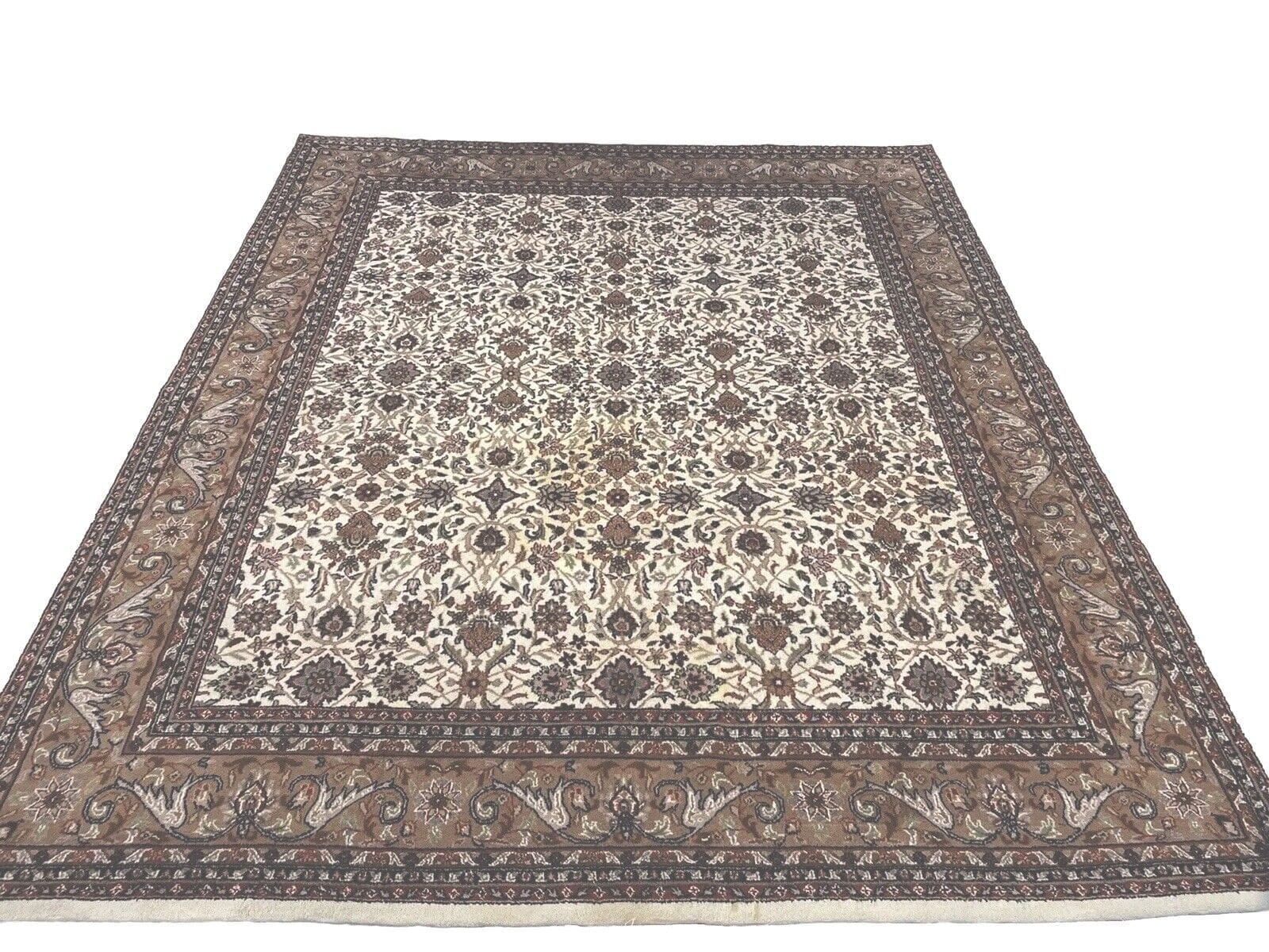 Klassischer Kaschmir Perserteppich 300x250 cm – Hochwertige Schurwolle mit rostbrauner Bordüre, traditionelles Design, handgeknüpft