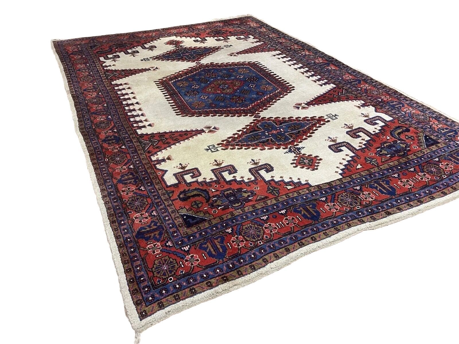 Perserteppich Sarough 390x270 cm – Top Qualität, florales Design mit Medallion, rosa Bordüre, handgeknüpft