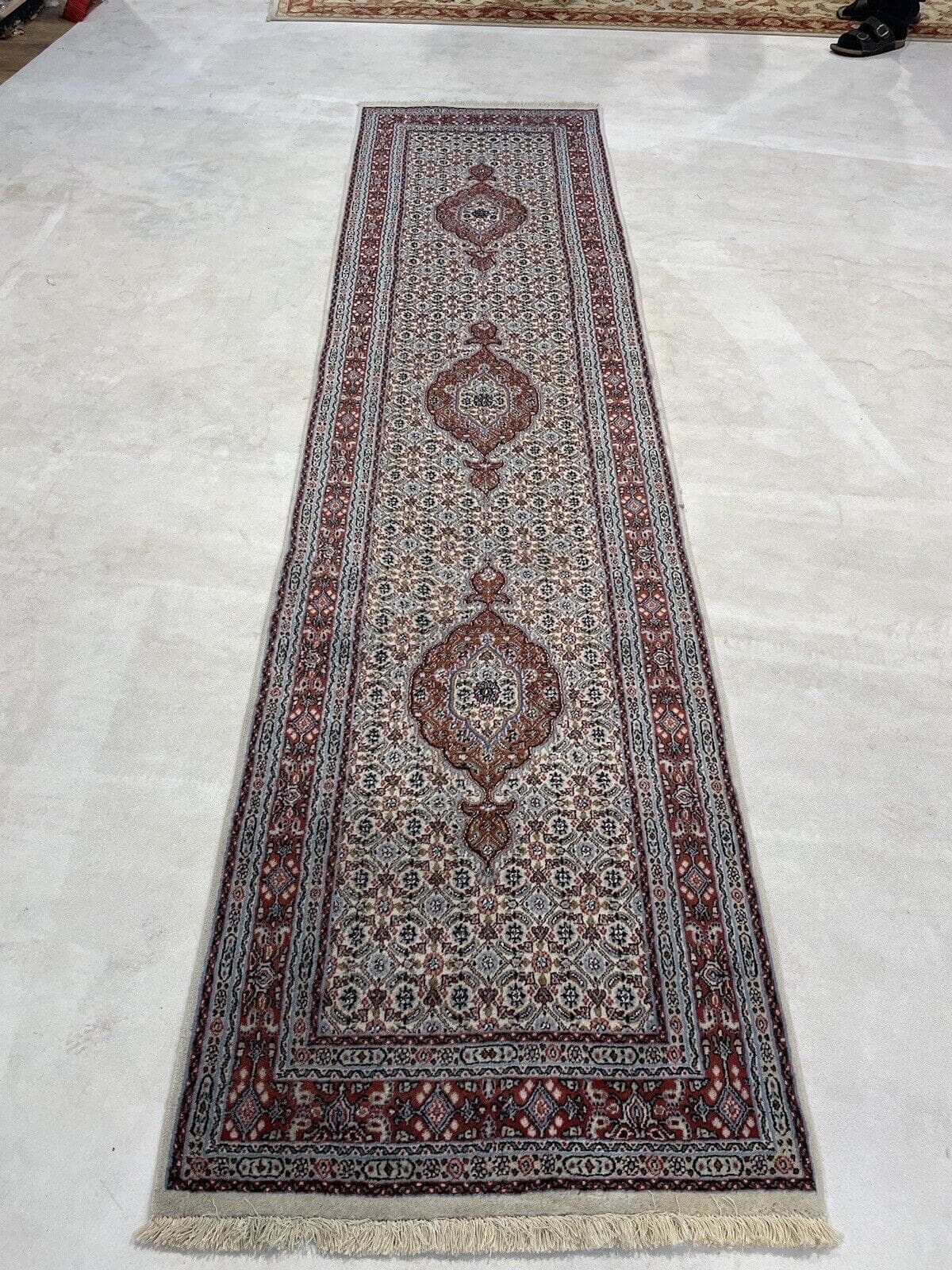 Klassischer Orientteppich Moud mit Seide – 303/73 – 8mm Florhöhe – Handgeknüpft – Durchgemustert – Top Qualität – Perserteppich Läufer