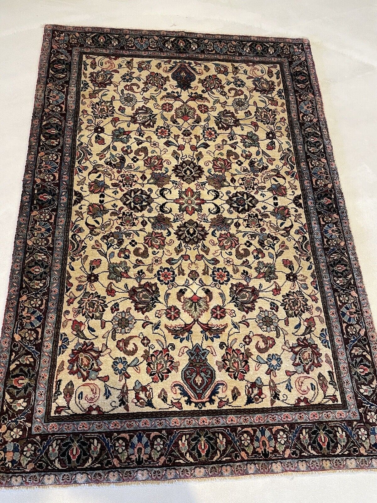 Antiker Perserteppich Sarough 164x100 cm – Geometrisches Design, 25-40 Jahre alt, Top Qualität, Florhöhe 1-3 cm, handgeknüpft, Perserteppich
