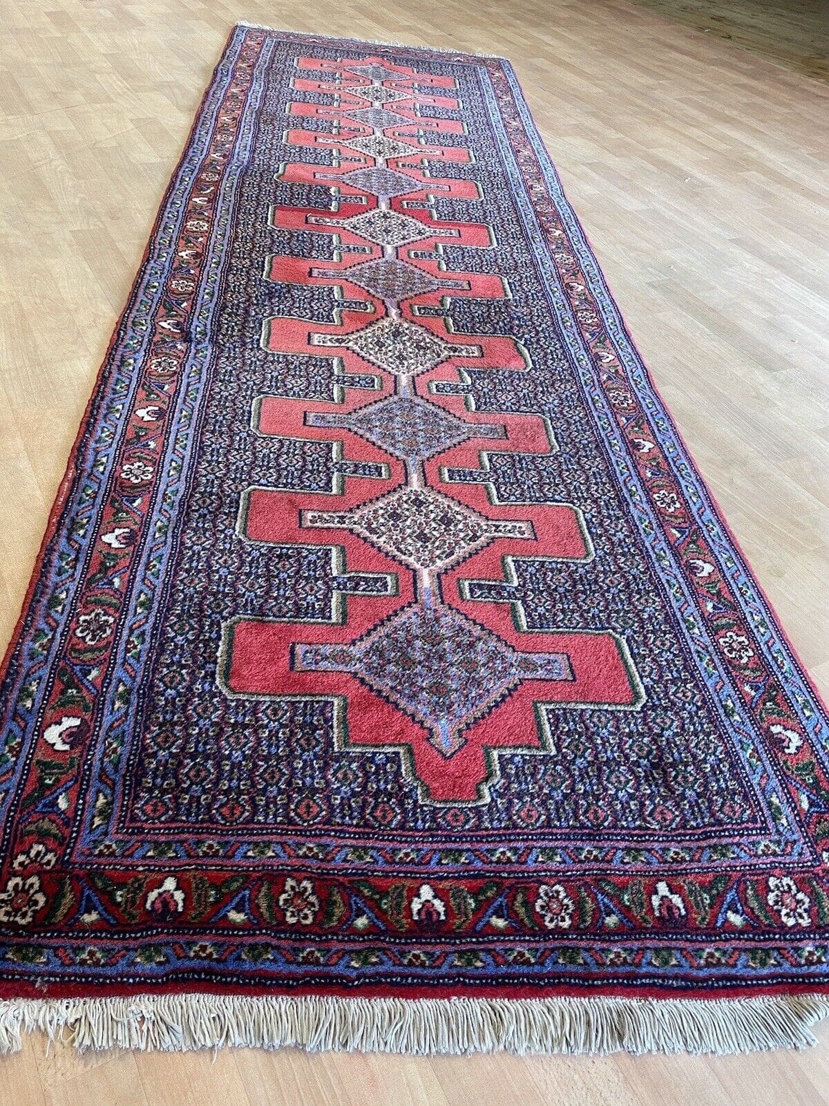 Original Perserteppich Senne Kordestan – Bunt, 300x80 cm, Top Qualität, handgeknüpft, Perserteppich Läufer