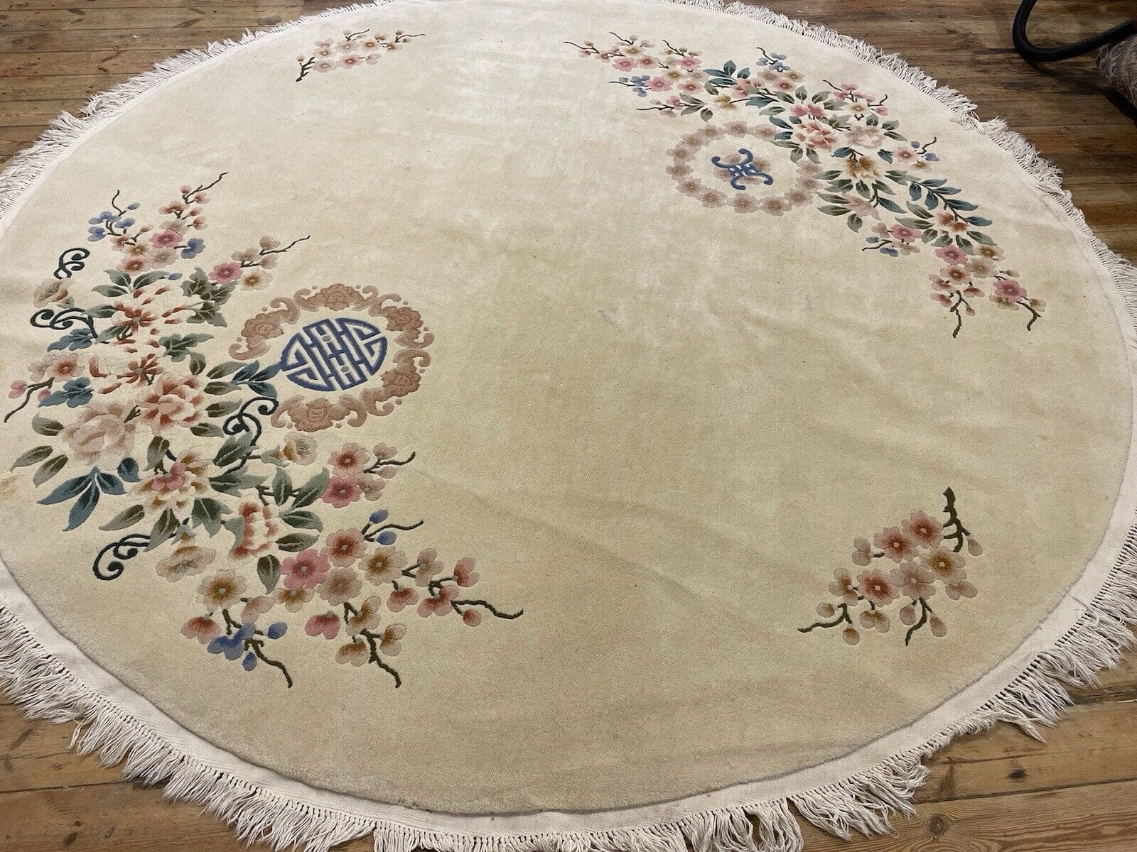 Exklusiver Beige Perserteppich Ø 2,50m – Top Zustand, Royal Peking Muster, 100% Wolle, handgeknüpft