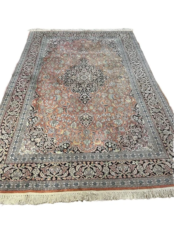 Exklusiver Kaschmir Perserteppich in Pastell Rosa 280/180cm – 100% handgeknüpft, feine Reine Seide, hohe Qualität, sehr gutes Preis-Leistungsverhältnis, handgeknüpft, Perserteppich
