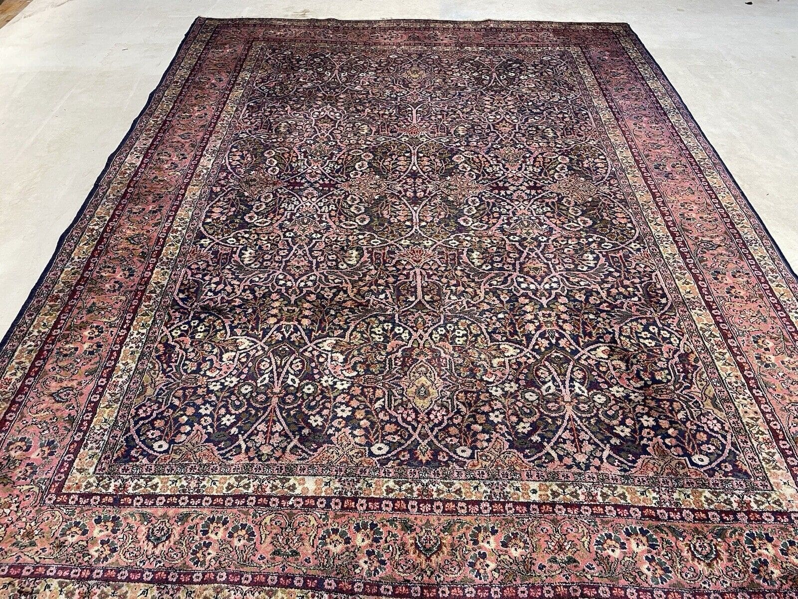 Antiker Perserteppich 350x255 cm - Extrem feine Kashmir reine Seide