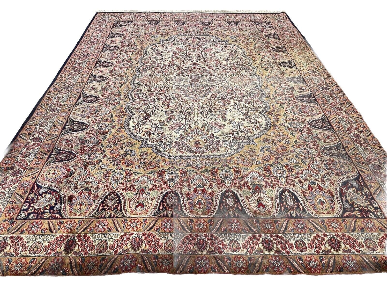 Seltener Bunter Perserteppich 350x255cm - Extrem Feiner Kashmir, 100% Handgeknüpft, Feine Wolle - Hochwertige Qualität