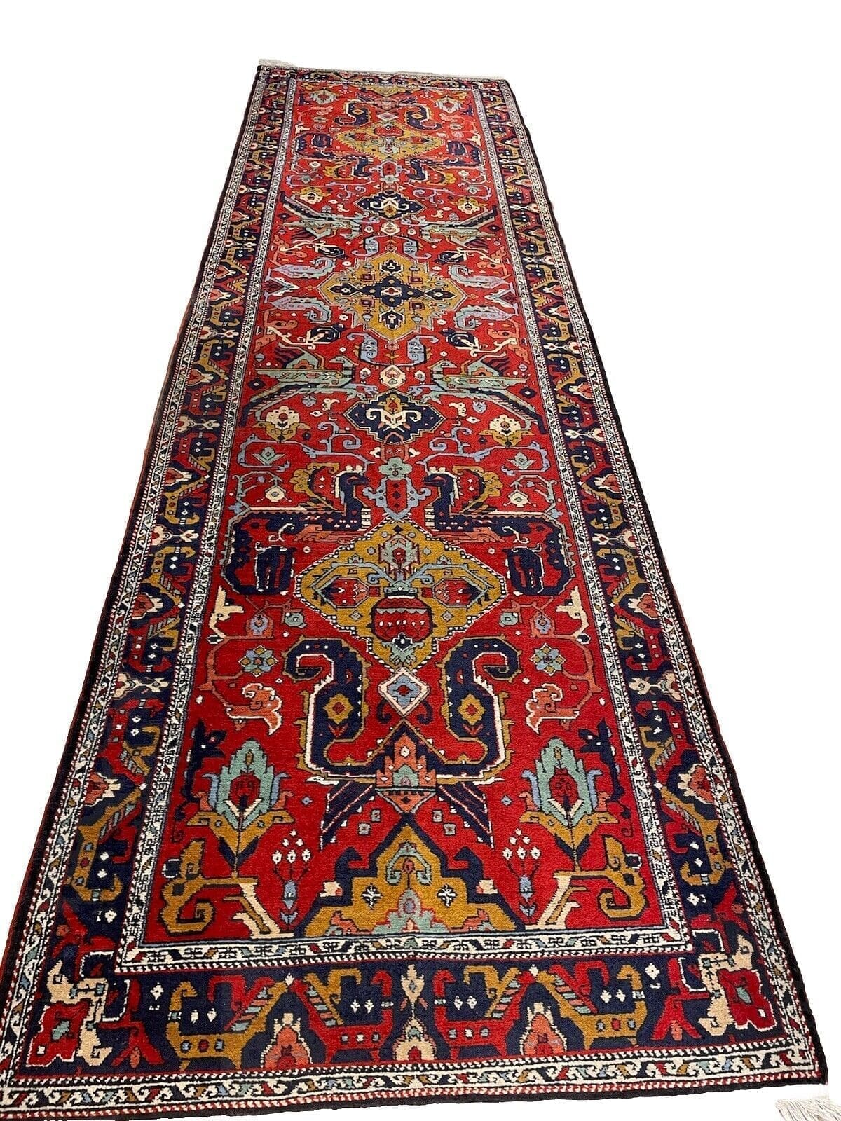Schirwan Antik Perserteppich, 305x85 cm, Handgeknüpft, Reine Schurwolle, Beigefarbenes orientalisches Muster, 10 mm Florhöhe, Top Zustand - handgeknüpft, Perserteppich Läufer