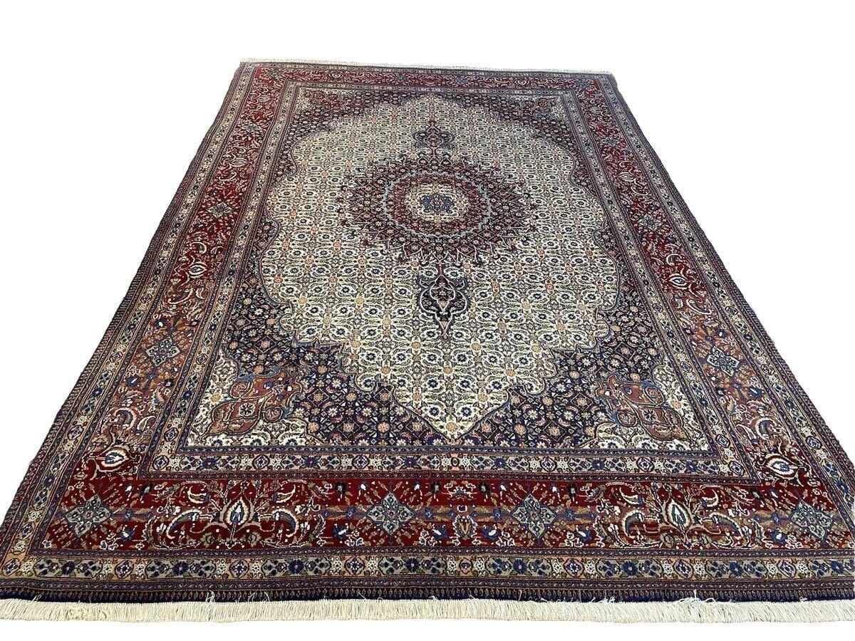 Hochwertiger Orientteppich Moud 300x200 cm - 100% reine Schurwolle mit Seide, ca. 300-400.000 Knoten/m², traditionell handgeknüpft, Perserteppich