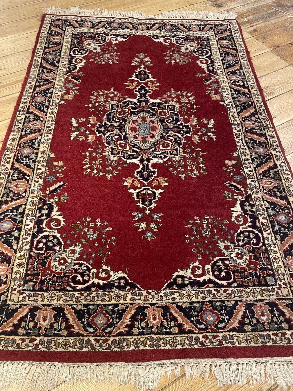 Original Kaschmir Perserteppich 160x100 cm - Handgeknüpft, aus 100% Schurwolle, klassisches Muster, zeitlose Eleganz, frisch gewaschen - Handgeknüpft