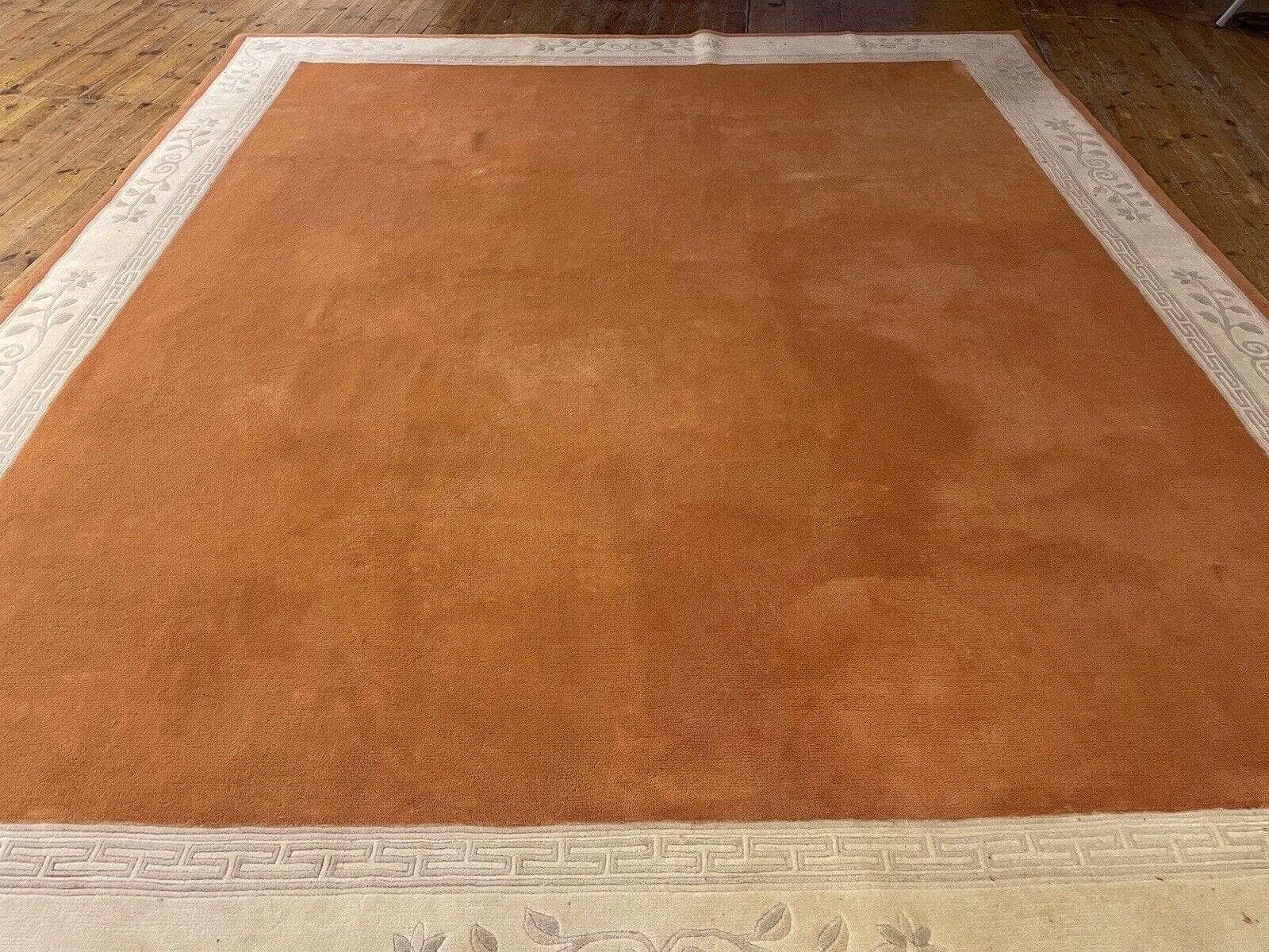 Rosa Perserteppich 400x350 cm - 100% Schurwolle, Florhöhe 27 mm, Nepal-Design, Zertifikat - handgeknüpft