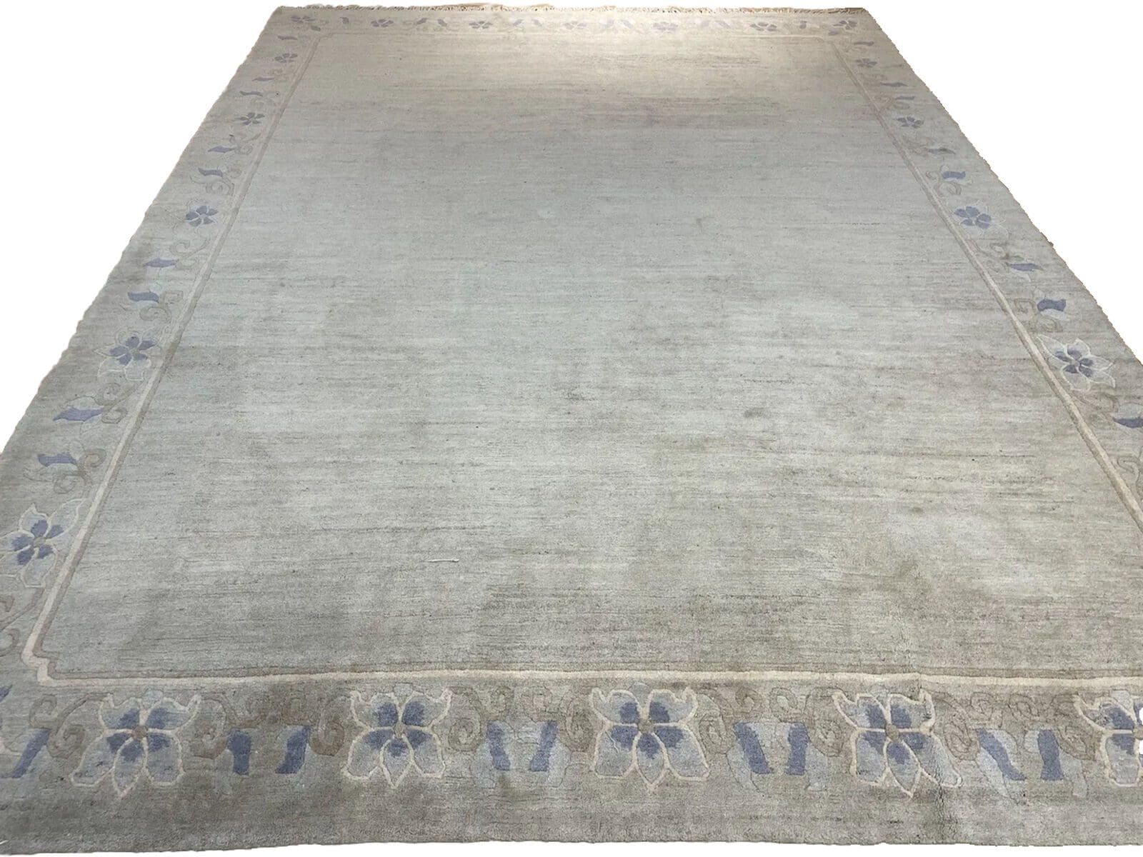 Nepal Perserteppich 340x250 cm - 1A Qualität, beige-grau, 100% reine Hochlandwolle, neu, handgeknüpft