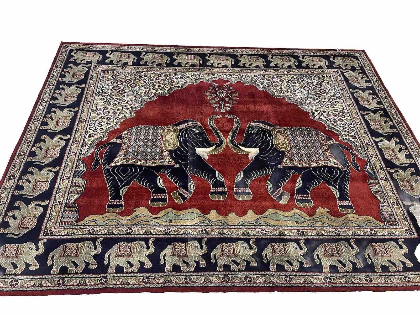 Original Pakistanischer Perserteppich 250x200 cm – Elefant Motiv, handgeknüpft, 100% Kaschmir, ideal für Fußbodenheizung, orientalischer Charme