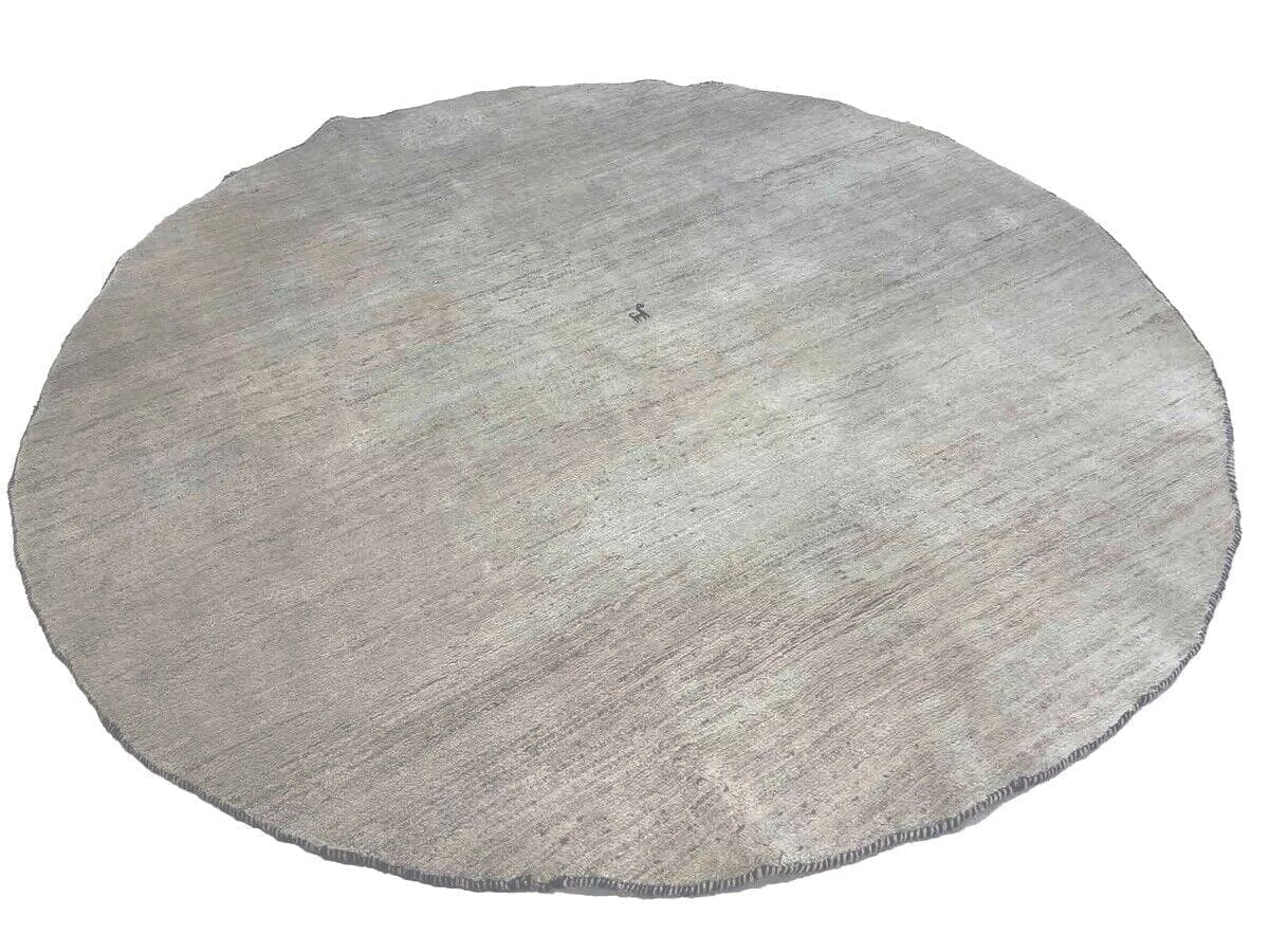 Natur Pur Perserteppich Rund 230cm – Handgesponnene Wolle in Hellgrau, Klassisches Chinesisches Design, Handgeknüpft, Perserteppich
