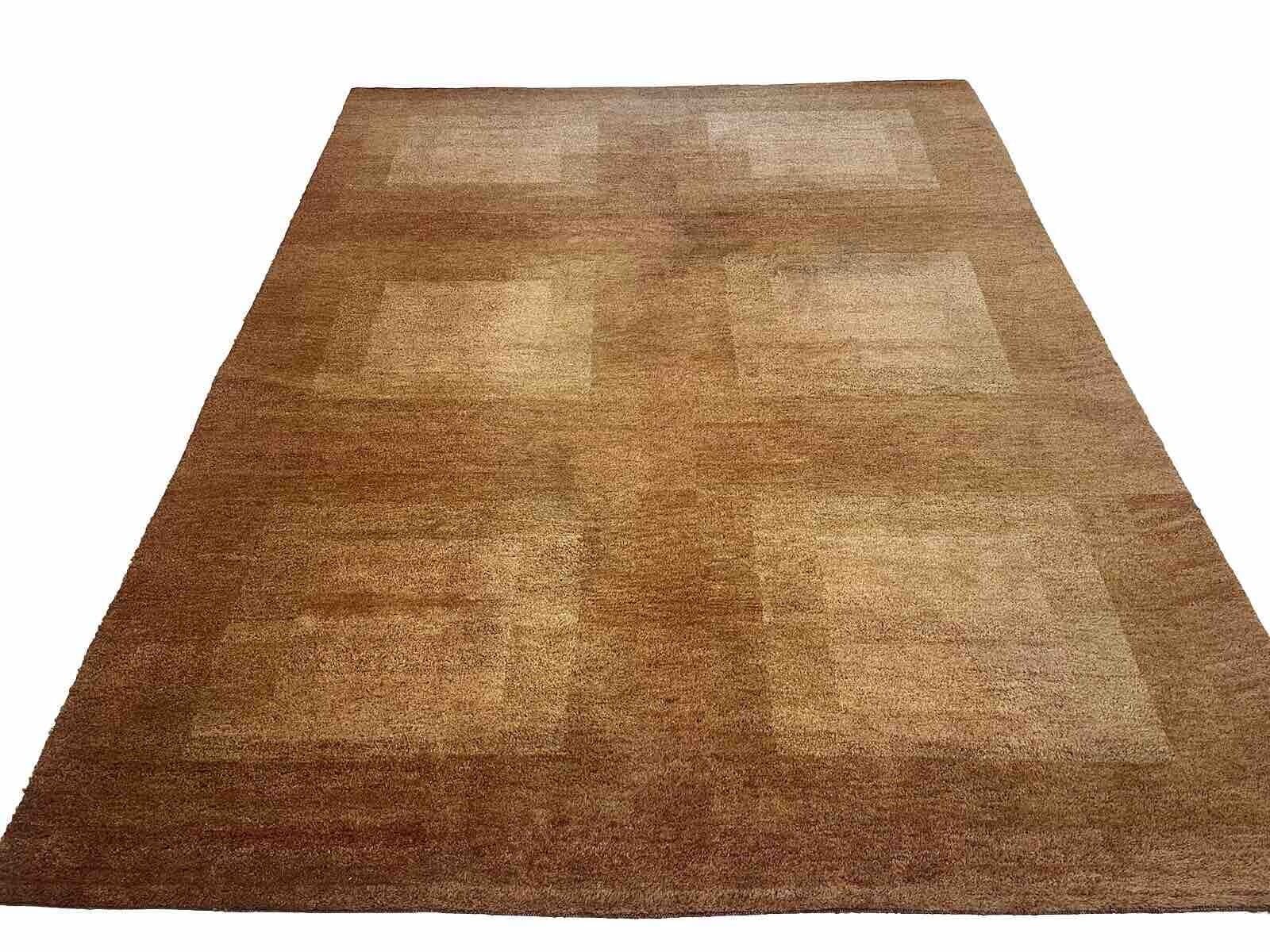 Gabbeh Perserteppich 350x250 cm – Handgeknüpft, Reine Schafwolle, Hochflor, Rost Braun & Rot Orange