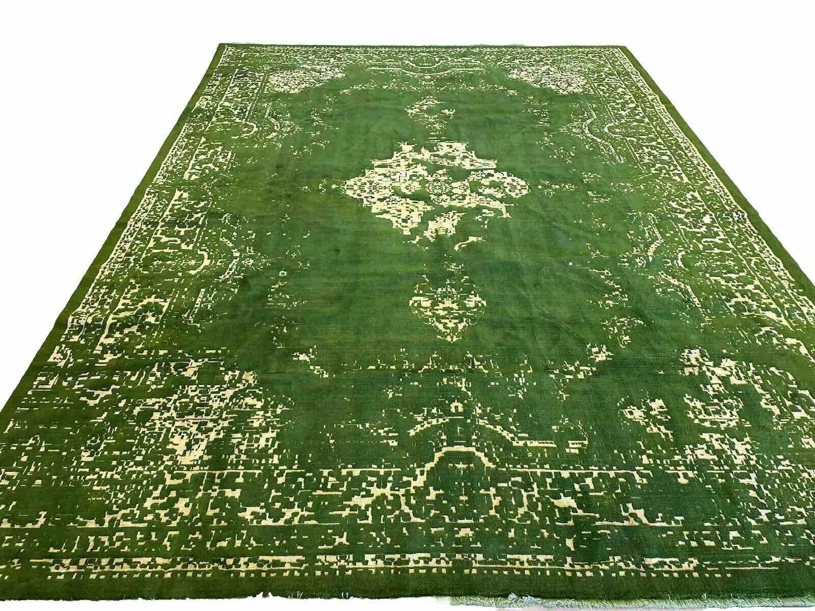 Moderner Perserteppich 350x250 cm - 100% reine Wolle, sehr gute Qualität, moderne grüne Farbgestaltung, handgeknüpft