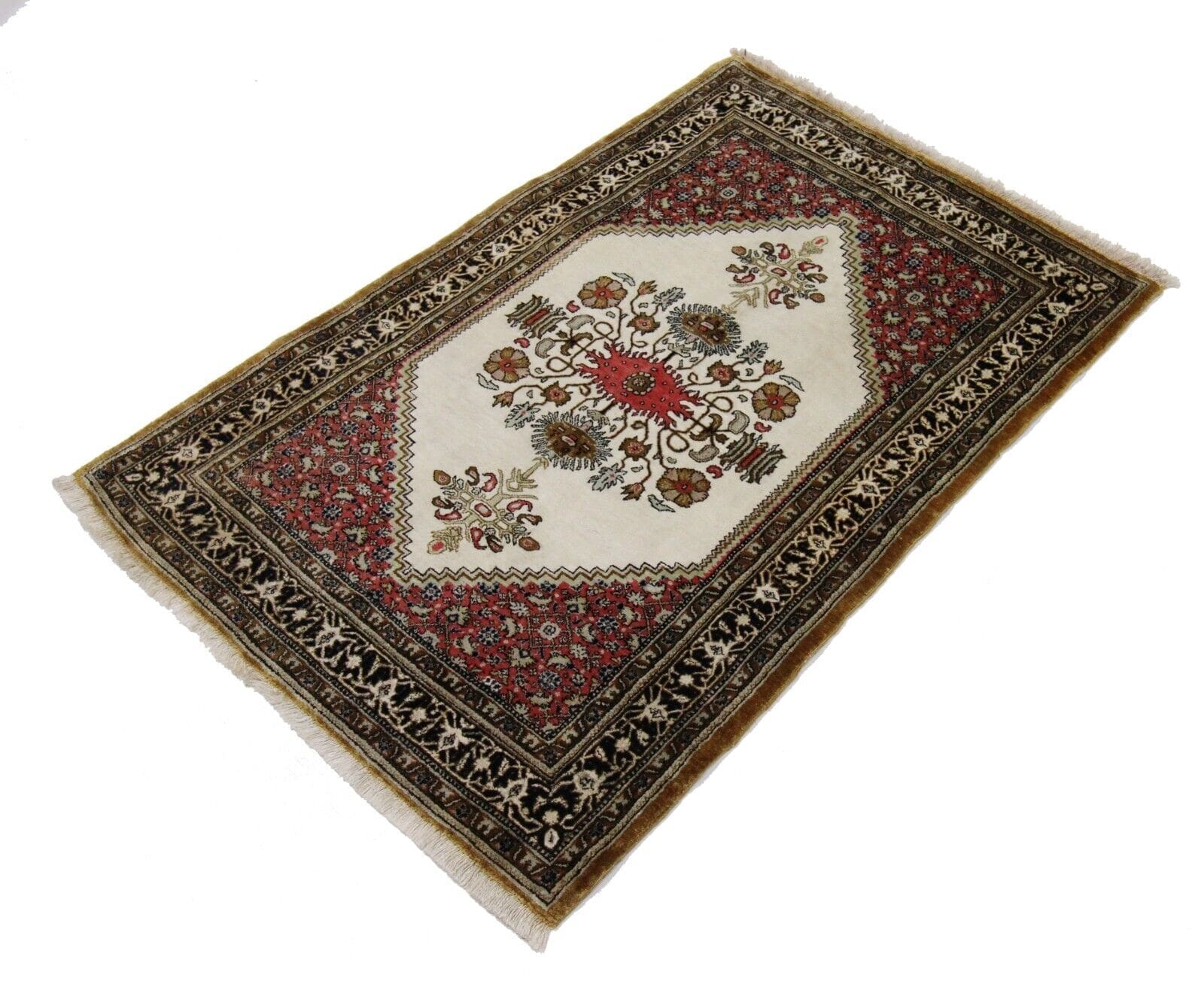 Original Handgeknüpfter Perserteppich Ghom – Qom, Reine Seide, 120 cm x 80 cm, 100% Handarbeit, handgeknüpft