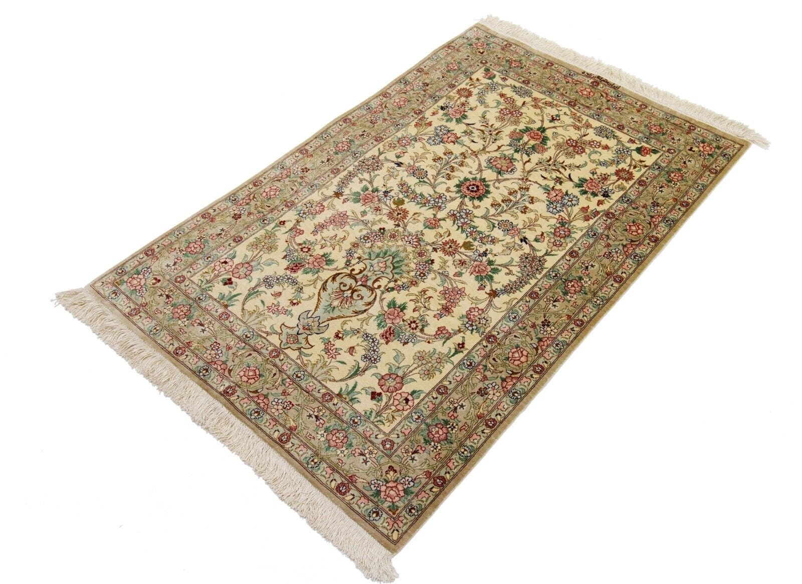 Original Handgeknüpfter Perserteppich Ghom, Qom - 116 cm x 76 cm, Reine Seide, Handgeknüpft, Perserteppich