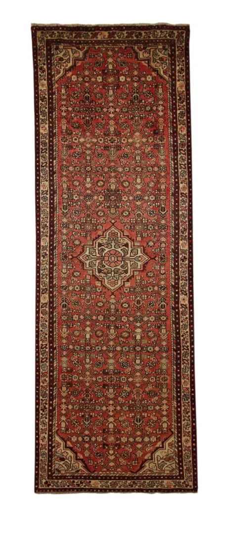 Hamadan Teppich 301 x 98 cm, Knotendichte ca. 100.000 - 350.000, widerstandsfähiges Wollmaterial, handgeknüpft, Perserteppich Läufer