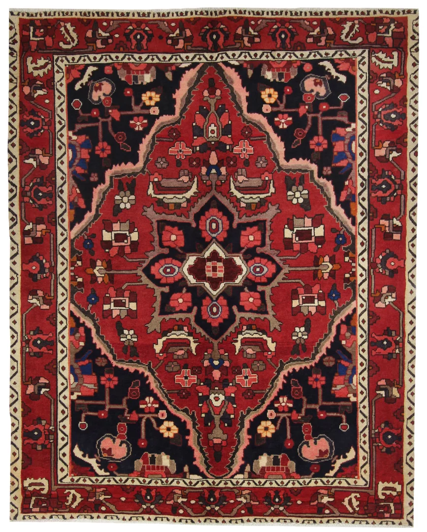 Bakhtiar Teppich 204 x 163 cm – Gartenmuster mit Pflanzen- und Tiermotiven, Knotendichte 150.000 - 200.000 Knoten/m², handgeknüpft, Perserteppich