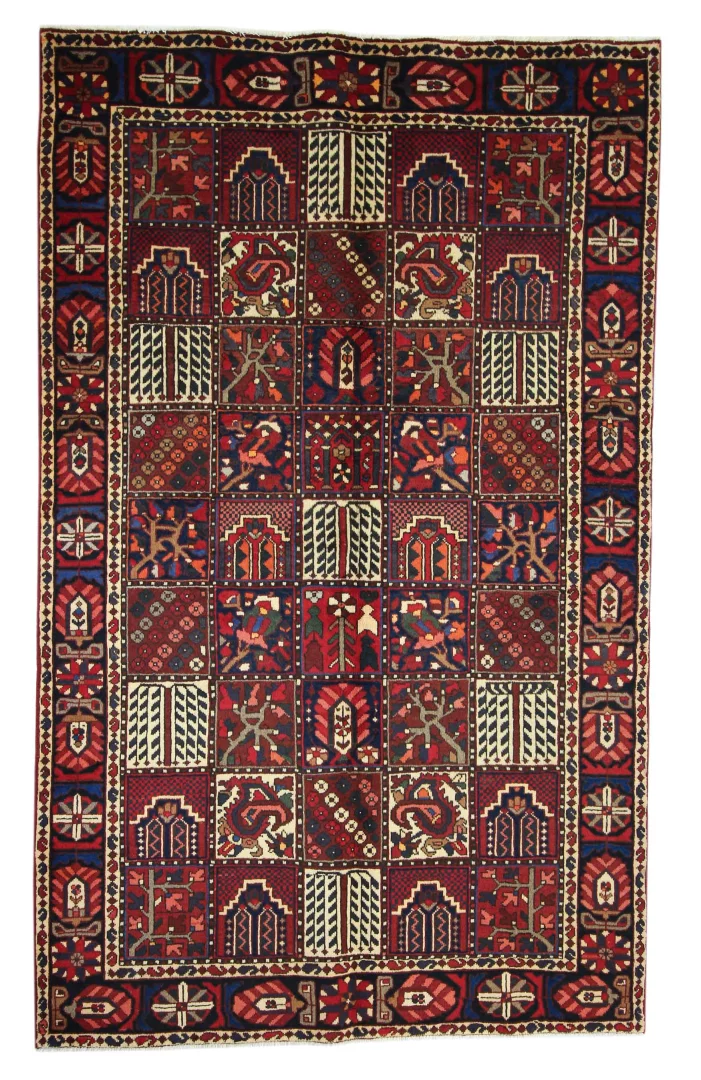 Bakhtiar Perserteppich 258 x 160 cm - 150.000 - 200.000 Knoten/m² - Gartenmuster mit Pflanzen- und Tiermotiven - handgeknüpft