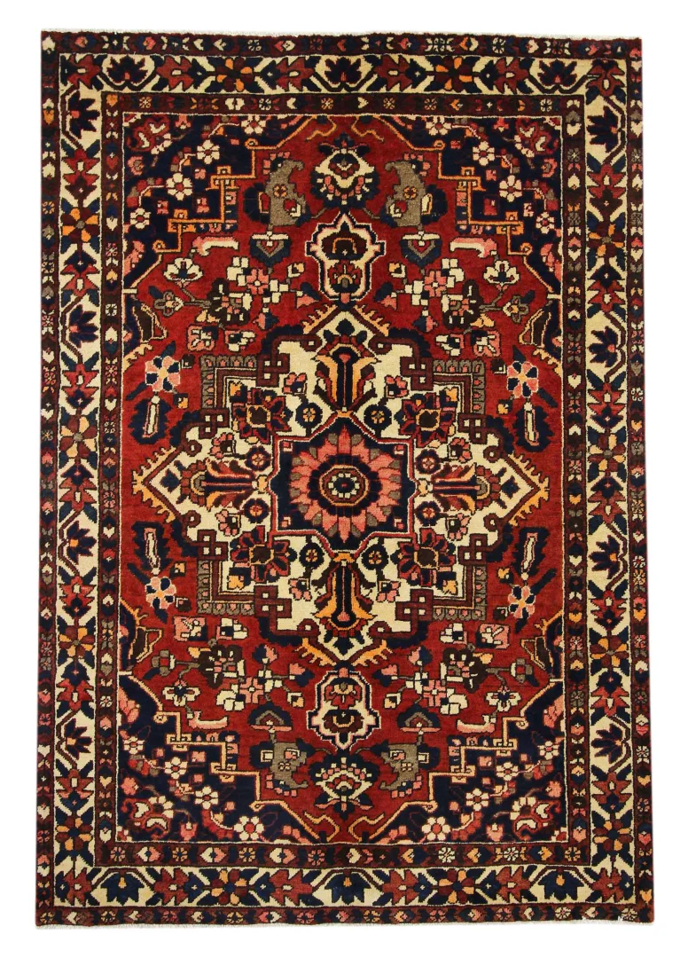 Bakhtiar Teppich 220 x 150 cm – Kheshti Gartenmuster aus kräftiger Wolle, 150.000 - 200.000 Knoten/m², handgeknüpft, Perserteppich