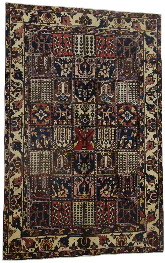 Bakhtiar Teppich 300 x 192 cm - 150.000 - 200.000 Knoten/m² - Widerstandsfähig mit Gartenmuster - handgeknüpft - Perserteppich
