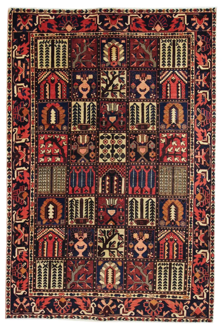 Bakhtiar Teppich 305 x 206 cm – Kheshti Gartenmuster, 150.000-200.000 Knoten/m², handgeknüpft, Perserteppich