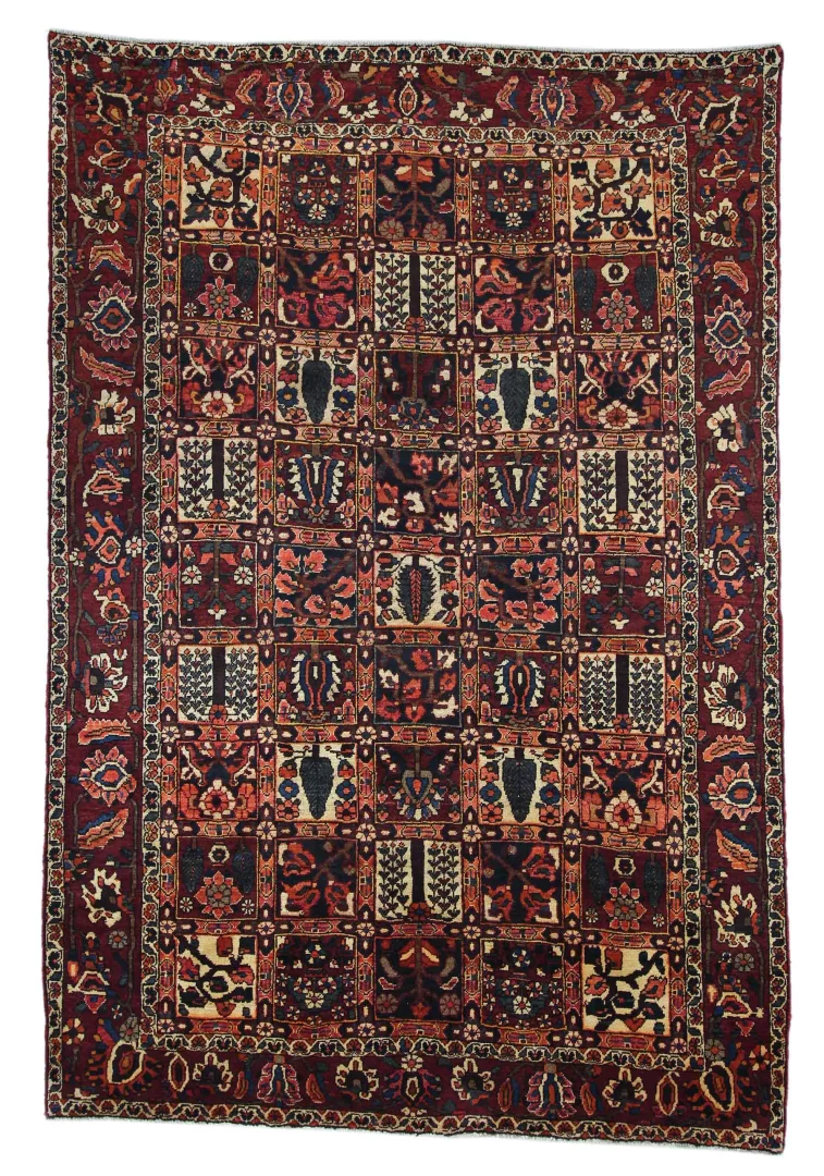 Bakhtiar Teppich 305 x 207 cm - Kheshti Gartenmuster mit 150.000 - 200.000 Knoten/m², handgeknüpft, Perserteppich