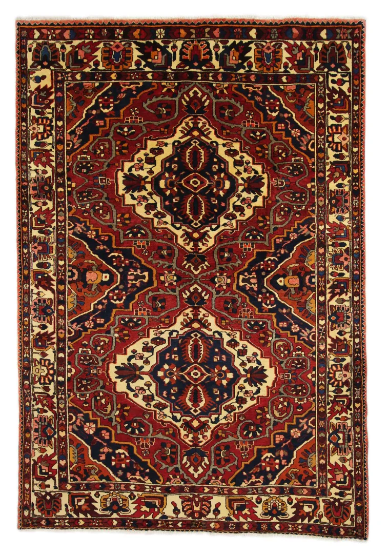 Bakhtiar Teppich 305 x 209 cm, 150.000 - 200.000 Knoten/m², Gartenmuster mit Pflanzen- und Tiermotiven, robust und langlebig, handgeknüpft, Perserteppich