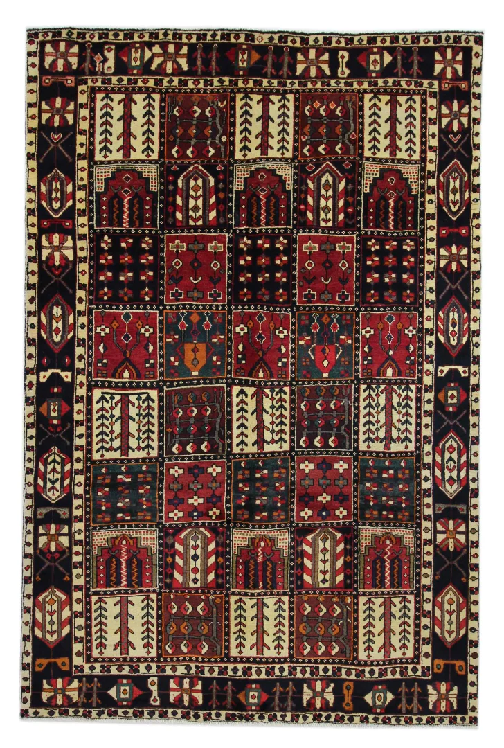 Bakhtiar Perserteppich 306 x 202 cm - 150.000 - 200.000 Knoten/m² - Widerstandsfähig mit Gartenmuster - handgeknüpft