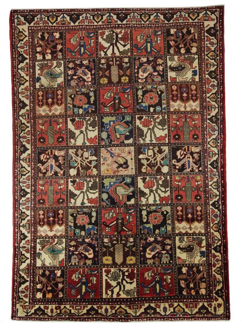 Bakhtiar Perserteppich 310 x 210 cm – Gartenmuster mit Naturfarben, 150.000 - 200.000 Knoten/m², handgeknüpft