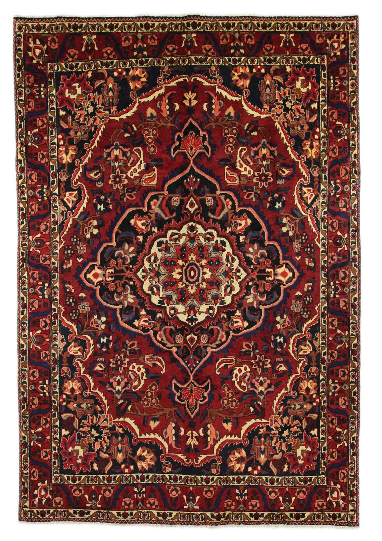 Bakhtiar Perserteppich 315 x 215 cm, Knotendichte 150.000 - 200.000, Gartenmuster mit Pflanzen- und Tiermotiven, kräftige und weiche Wolle, handgeknüpft