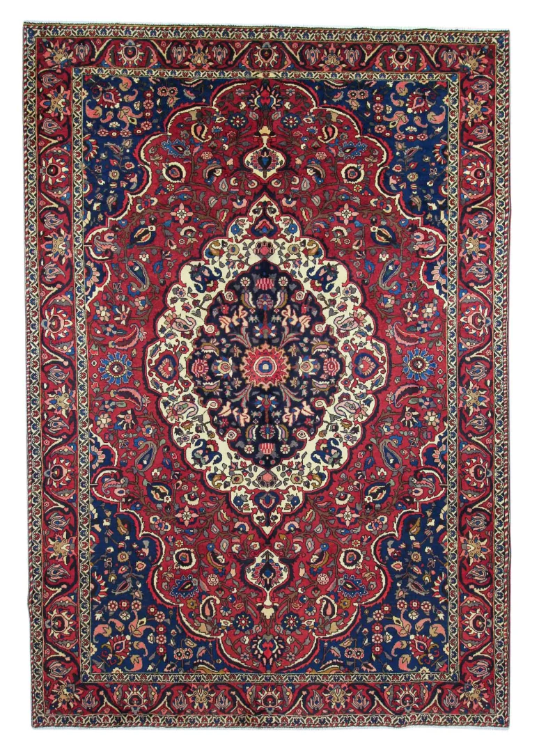 Bakhtiar Teppich 322 x 223 cm - Kheshti Muster mit Pflanzen- und Tiermotiven, Knotendichte 150.000 - 200.000 Knoten/m², handgeknüpft, Perserteppich