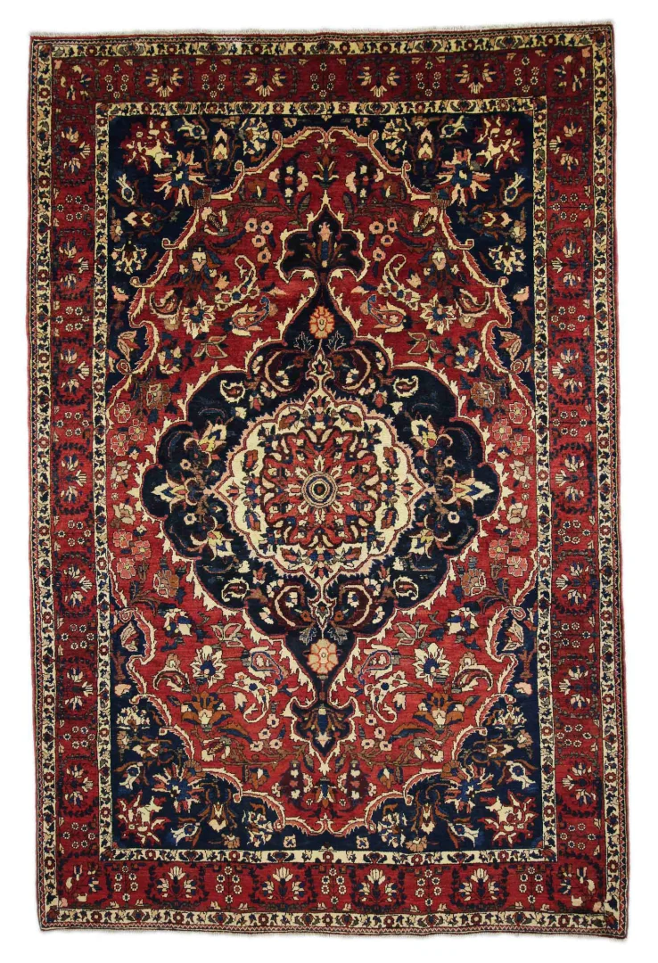 Bakhtiar Teppich 332 x 220 cm – Gartenmuster mit Pflanzen- und Tiermotiven, 150.000 - 200.000 Knoten/m², robust und weich, handgeknüpft, Perserteppich