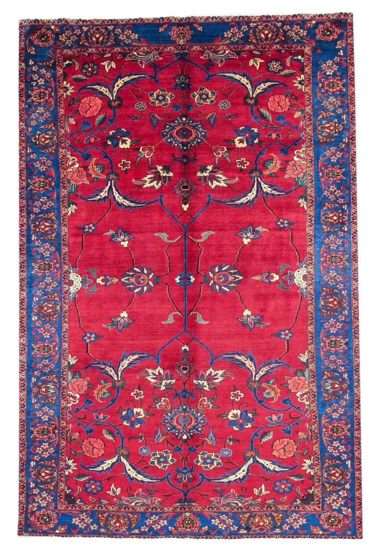 Bakhtiar Perserteppich 333 x 217 cm - 150.000 - 200.000 Knoten/m² - Widerstandsfähig und belastbar - Gartenmuster mit Pflanzen- und Tiermotiven - handgeknüpft