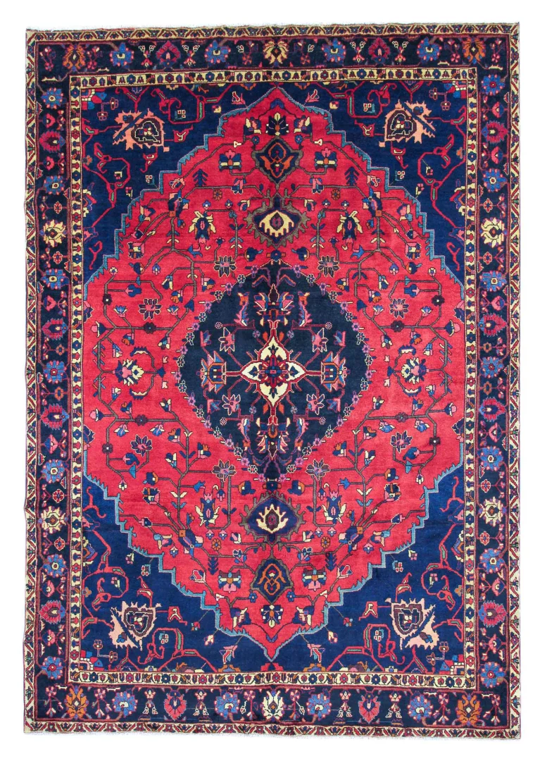 Bakhtiar Perserteppich 333 x 234 cm - Knotendichte 150.000 - 200.000 Knoten/m², Gartenmuster mit Pflanzen- und Tiermotiven, handgeknüpft
