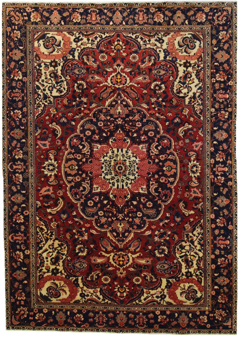 Bakhtiar Teppich 354 x 251 cm - Kheshti Gartenmuster mit 150.000 - 200.000 Knoten/m², widerstandsfähig und einzigartig, handgeknüpft, Perserteppich