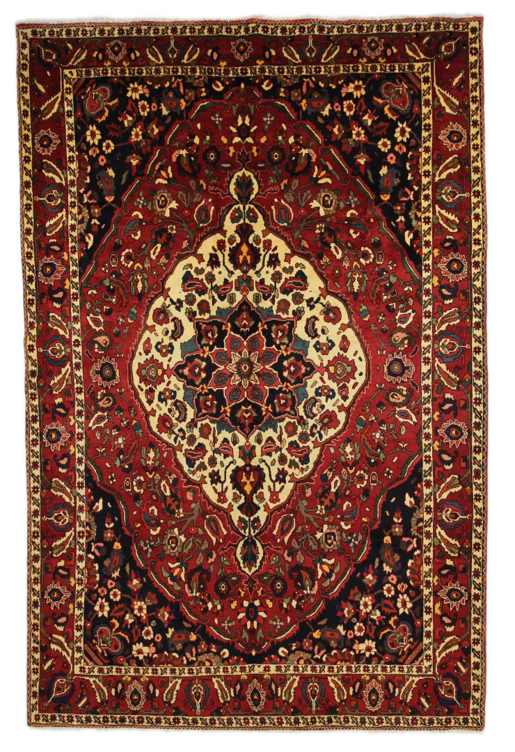 Bakhtiar Teppich 335 x 220 cm - 150.000 - 200.000 Knoten/m², Gartenmuster mit Pflanzen- und Tiermotiven, widerstandsfähig und belastbar, handgeknüpft, Perserteppich